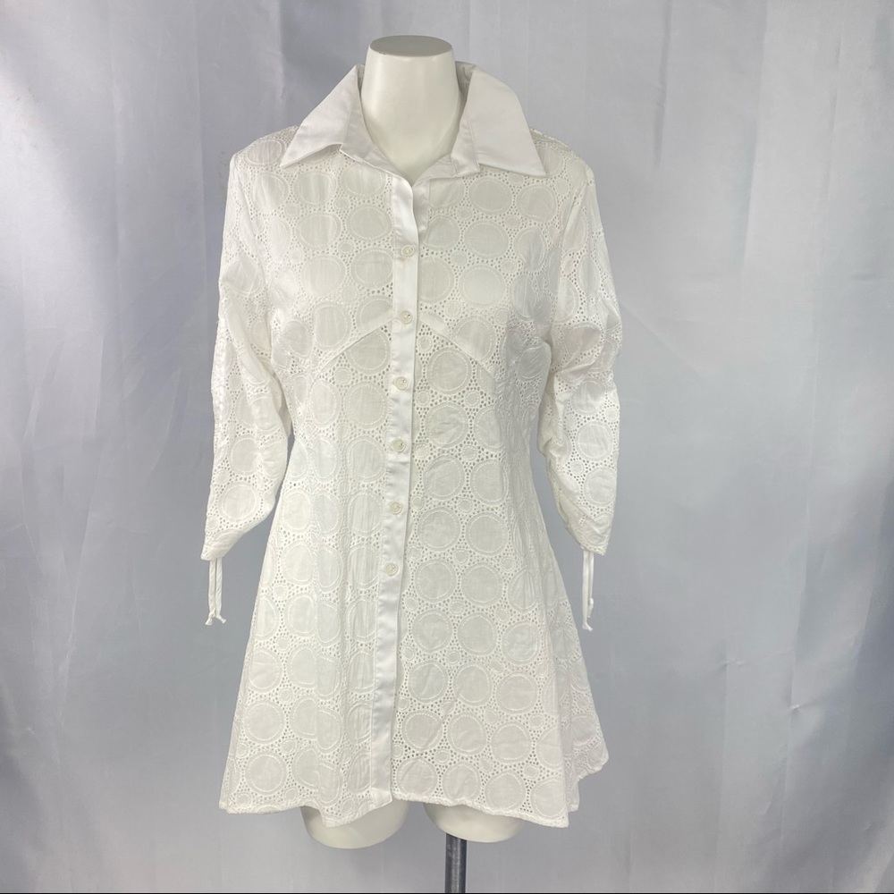 Isabel top white button down eyelet peplum